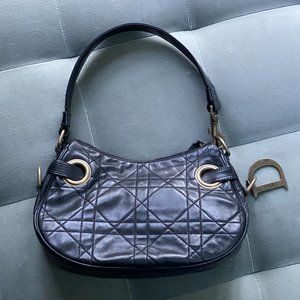 Black Lambskin DIOR Leather Cannage Hobo